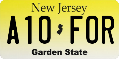 NJ license plate A10FOR