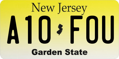 NJ license plate A10FOU