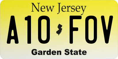 NJ license plate A10FOV