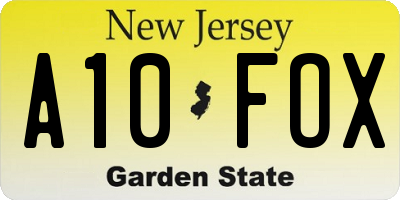 NJ license plate A10FOX