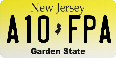 NJ license plate A10FPA