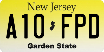 NJ license plate A10FPD