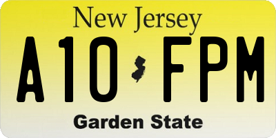 NJ license plate A10FPM