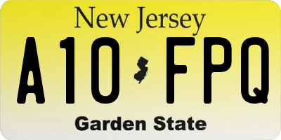 NJ license plate A10FPQ