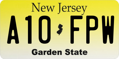 NJ license plate A10FPW