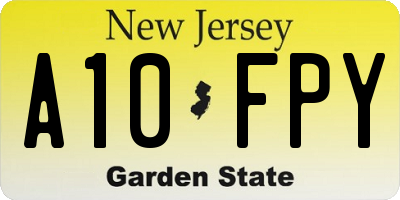 NJ license plate A10FPY