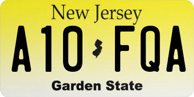 NJ license plate A10FQA