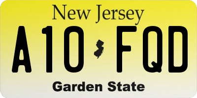 NJ license plate A10FQD