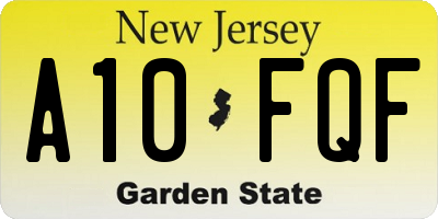 NJ license plate A10FQF