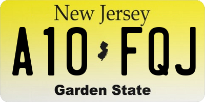 NJ license plate A10FQJ