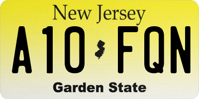 NJ license plate A10FQN