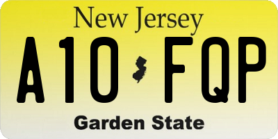 NJ license plate A10FQP