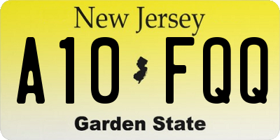 NJ license plate A10FQQ