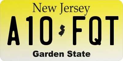 NJ license plate A10FQT