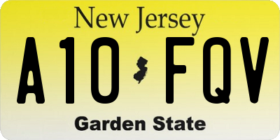 NJ license plate A10FQV