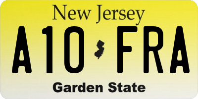 NJ license plate A10FRA