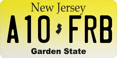 NJ license plate A10FRB