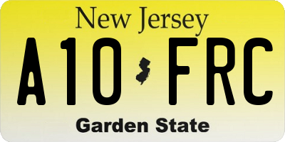 NJ license plate A10FRC