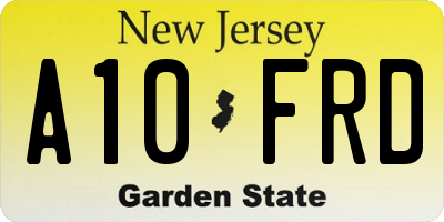 NJ license plate A10FRD