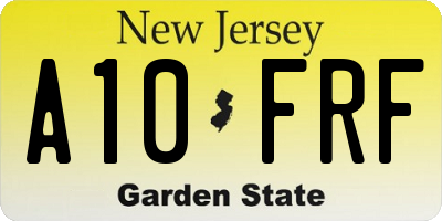 NJ license plate A10FRF