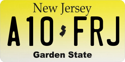 NJ license plate A10FRJ