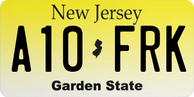 NJ license plate A10FRK