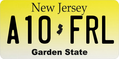 NJ license plate A10FRL