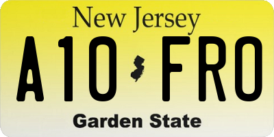 NJ license plate A10FRO