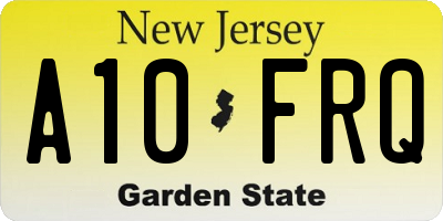 NJ license plate A10FRQ