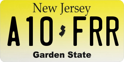 NJ license plate A10FRR