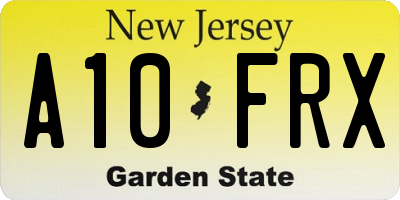 NJ license plate A10FRX