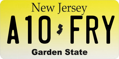 NJ license plate A10FRY