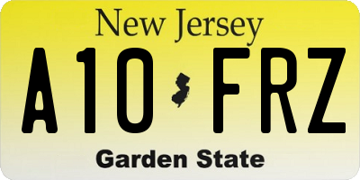 NJ license plate A10FRZ