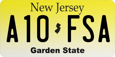 NJ license plate A10FSA