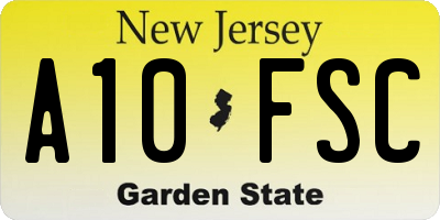 NJ license plate A10FSC