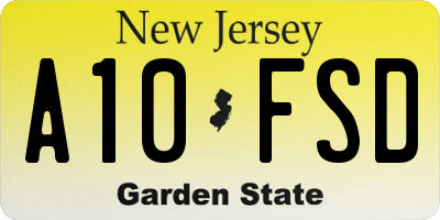 NJ license plate A10FSD