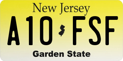 NJ license plate A10FSF