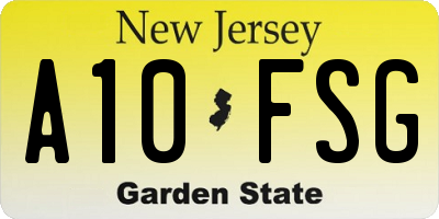 NJ license plate A10FSG