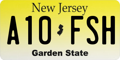 NJ license plate A10FSH