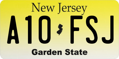 NJ license plate A10FSJ
