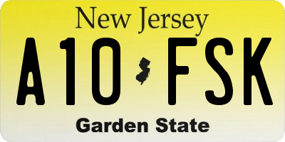 NJ license plate A10FSK