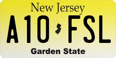 NJ license plate A10FSL