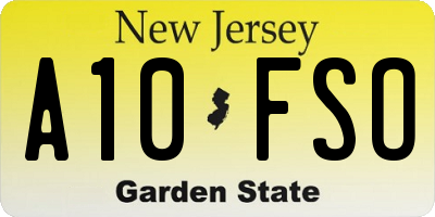 NJ license plate A10FSO