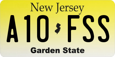 NJ license plate A10FSS