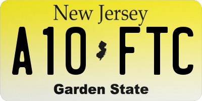 NJ license plate A10FTC