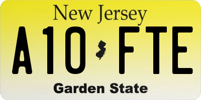 NJ license plate A10FTE