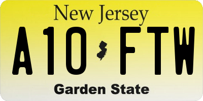 NJ license plate A10FTW