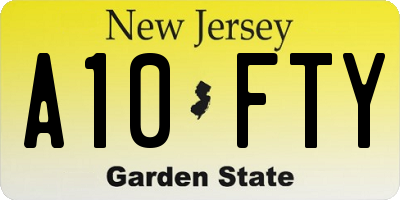 NJ license plate A10FTY