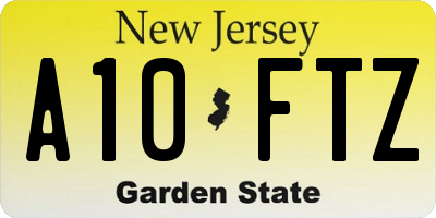 NJ license plate A10FTZ