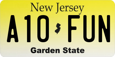 NJ license plate A10FUN